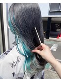 silver gray × inner turquoise