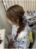 サイドラプンツェル風浴衣ヘアセット