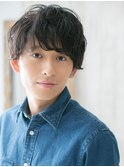 20代30代王道ブラックニュアンスパーマメンズカットj仙台