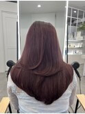 ハイレイヤーレイヤーカットブリーチ無しカラー顔周り韓国