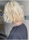 ピンクベージュ/ハイライトカラー/小顔/ボブルフ[上野/御徒町］