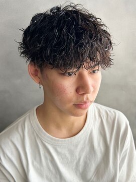 ザ マイル(The mile) メンズカットツイストスパイラルパーマアッシュブラックショート