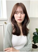 似合わせ前髪◎韓国風くびれレイヤー透明感ベージュおおたかの森