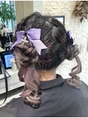 推し活ヘア☆編み込みツインおだんごヘア