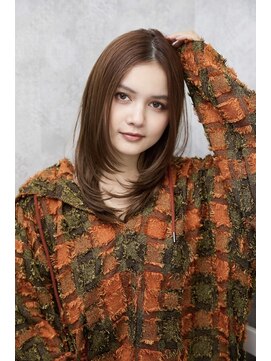 ルクスバイアフィナー(Luxo by Afinar) luxy by afinar  セミロングレイヤー×モカブラウン