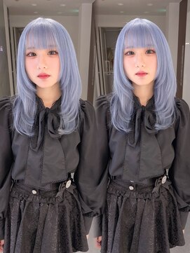 ジーナリア(Xena ria) 《袴田》ミディアムレイヤー/ペールブルー/レイヤーカット