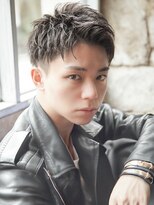 カライング(ing) スーツ短髪ツーブロック束感モテる黒髪シークレットパーマ流行