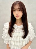 イメチェン/似合わせカット/フルバング／レッドブラウン/中野