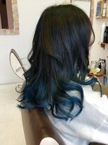 ドゥ スタイル 三国ヶ丘店(Duex Style)&nbsp;グラデーションブリーチ×グラデーションブルー＋グレイカラー