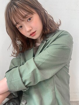 カナン 銀座(CANAAN) ラテベージュ　ワイドシースルーバング　ミディアム　ボブ