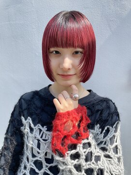 シーム(SEAM) ミニボブ×顔まわりカット×ファッションレッド