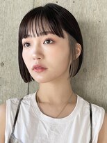 サンク 原宿 表参道(cinq) インナーカラーボブ黒髪ベージュイヤリングカラー20代30代韓国風