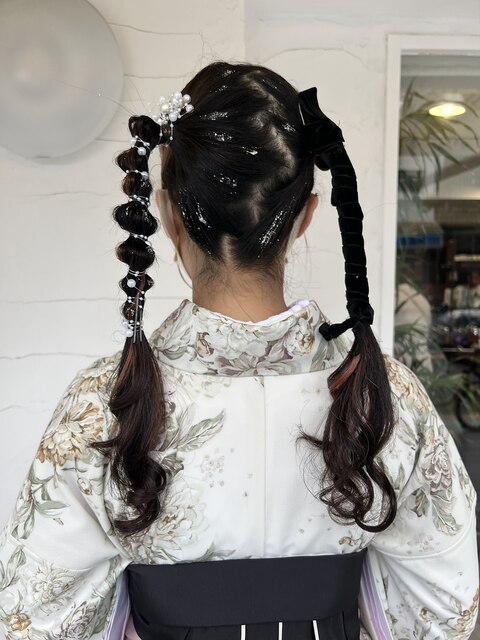 アシンメトリーツインテールアレンジ 卒業式ヘアアレンジ