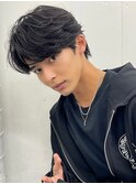 短髪ツーブロック束感黒髪ニュアンスパーマ