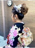 高めお団子ヘア