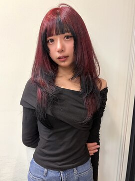 アクシス ナゴヤ(AXIS NAGOYA) 【なつミ】ワインレッド×ブラック裾カラー/ハッシュカット