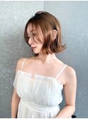 ミルクブラウン/ボブ/オリーブベージュ/ブリーチなし/池袋