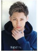 かきあげサイドグラデーションスリーク　ショートシルバーカラー