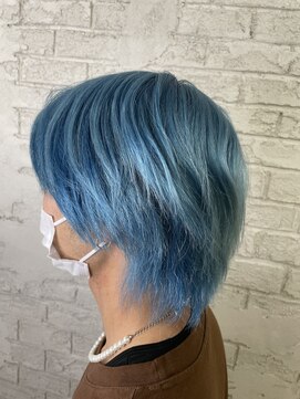 アジールヘア 池袋東口店(agir hair) ペールブルーカラー　水色　ハイブリーチカラー