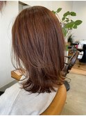 ワンレンぱつっとボブくびれ巻きCカールやわらかマロンベージュ