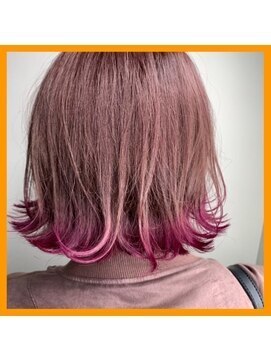 ワット 原宿店(W) 【W-ワット-原宿店】*ピンクグラデーション外はねボブ*