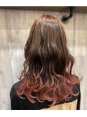 バレイヤージュカラー ハイライトカラー セミロング ゆるふわ