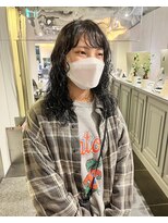 カフ(CAF)&nbsp;CAF FUKO ブルーブラック/くるくるパーマ/似合わせ/大阪/心斎橋