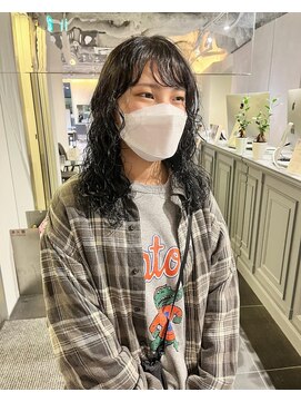 カフ(CAF) CAF FUKO ブルーブラック/くるくるパーマ/似合わせ/大阪/心斎橋