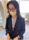 ミディアムパーマ　おしゃれ　黒髪パーマ