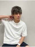 ハイライトマッシュパーマウルフアッシュブラックmen'shair