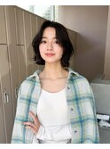 切りっぱなしボブニュアンスパーマ