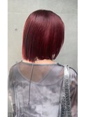 ハイトーンボブ/レッドカラー/表参道ケアブリーチ/カシスカラー