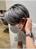 メンズ大人ショートハイトーンカラーシルバーグレー