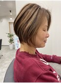 40代50代60代おすすめ◎ハイライトで白髪ぼかし◎ミセスショート