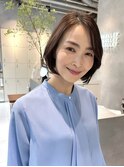 大人世代グラデーションボブ柔らかブラウン白髪染め