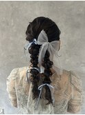 リボン編みおろし/ヘアセット/20代