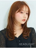 似合わせミルクブラウン小顔ミディアムウルフレイヤー#韓国