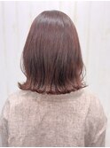 【イルミナカラー】艶感ナチュラルピンクブラウン×くびれボブ