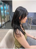 サラツヤロングベージュカラーブリーチしない透明感カラー