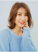 黒髪ボブルフネビージュ小顔ワンレンスペインカール