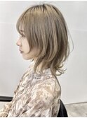 ミルクティーベージュウルフ ボブウルフ ウルフカット