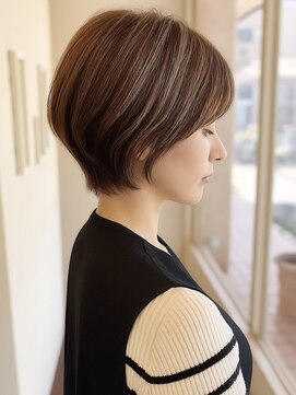 プリモ ココ 鍋島店(Primo coco.) ショートボブ 白髪ぼかしハイライト 30代40代 髪質改善