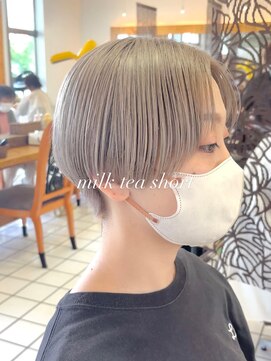 ヘアーアンドメイク サワ 上田本店(SAWA) 20代30代大人可愛いミルクティベージュ小顔ショートカット