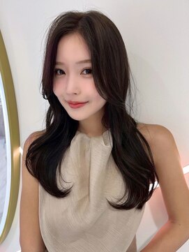 【MONA】センターパート/暗髪カラー/艶カラー/くびれヘア