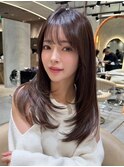 くびれレイヤーダークグレージュシースルー縮毛矯正顔周りカット