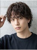サーフカールブラウンシングルカラーメンズニュアンスパーマ眉毛