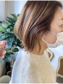ハイライト&インナーカラーの立体感ボブ 梅ヶ丘美容室