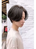 大人可愛いハンサムショート/前髪なしショート/センターパート