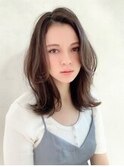 大人ミディアム韓国レイヤーアッシュブラウン透明感20代30代40代