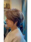 前髪パーマアッシュカラーレイヤーロンググレーベージュ[大宮]